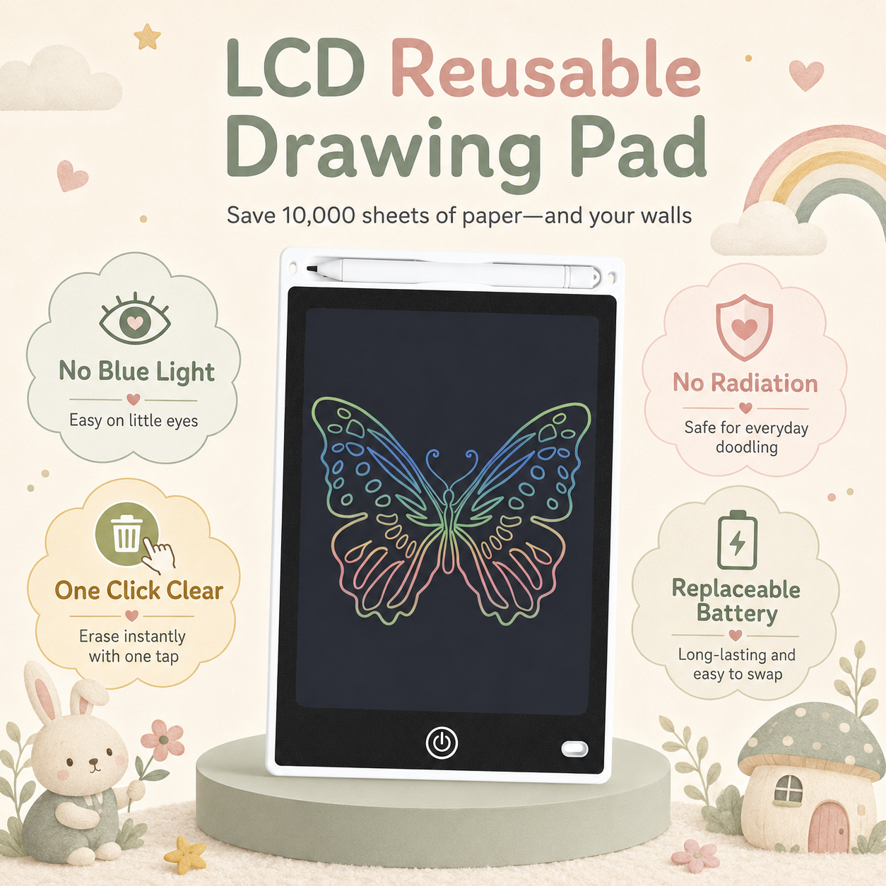 2-Pack Reusable LCD Drawing Pad